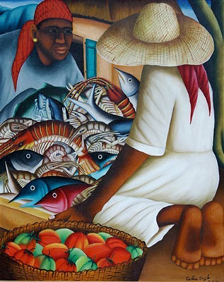 Castera Bazile, Self-Portrait as a Drummer Fine Art Reproduction Oil Painting