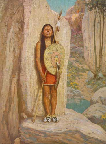 Eanger Irving Couse, The Flute Song Fine Art Reproduction Oil Painting