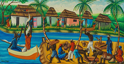 Gerard Valcin, Haitian River Fine Art Reproduction Oil Painting