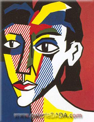 Roy Lichtenstein, Two Figures with Teepee Fine Art Reproduction Oil Painting