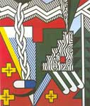 Roy Lichtenstein, Two Figures with Teepee Fine Art Reproduction Oil Painting